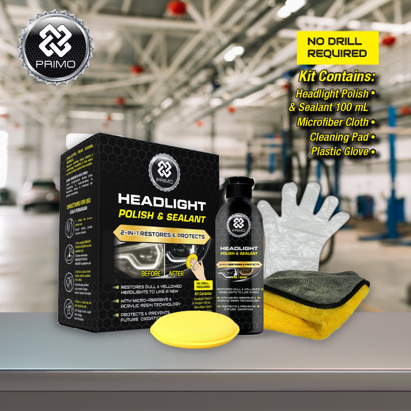 Headlight Polish & Sealant 100mL - KIT Pembersih & Restorer Lampu Mika Mobil/Motor