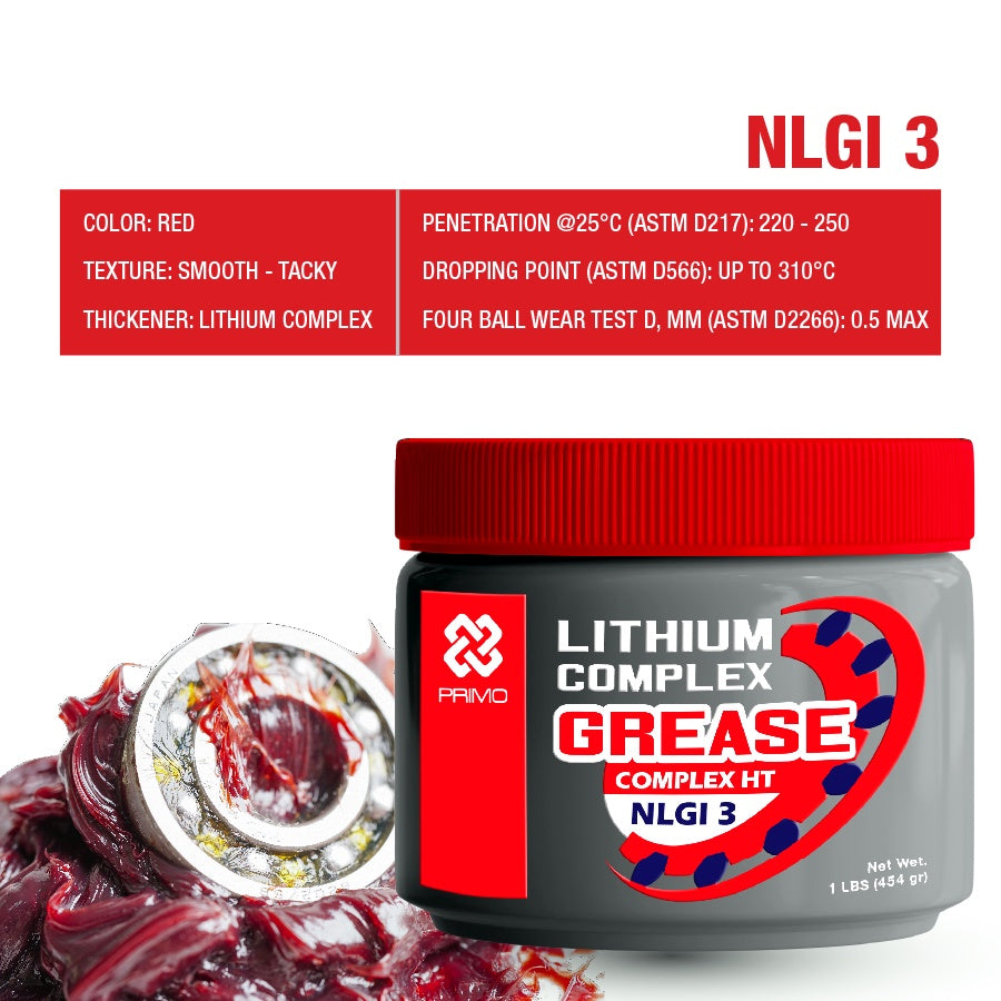 Gemuk Kompleks Litium Tahan Suhu Tinggi & Tugas Berat HT Merah #3 - 454gr