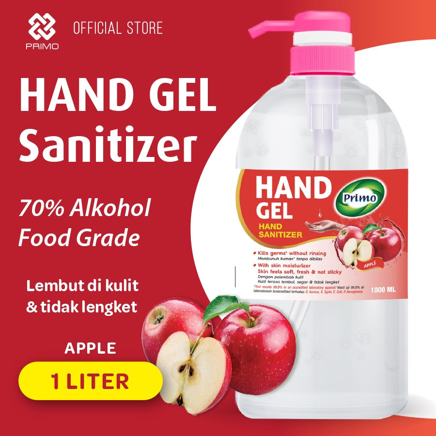 Hand Gel Sanitizer Apel 1L Pompa - antiseptik pembersih tangan tanpa bilas