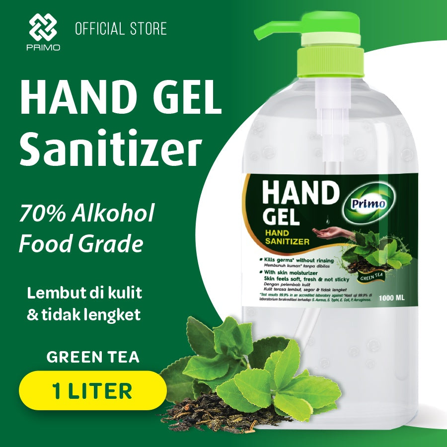 Hand Gel Sanitizer Greentea 1L Pump - antiseptik pembersih tangan tanpa bilas