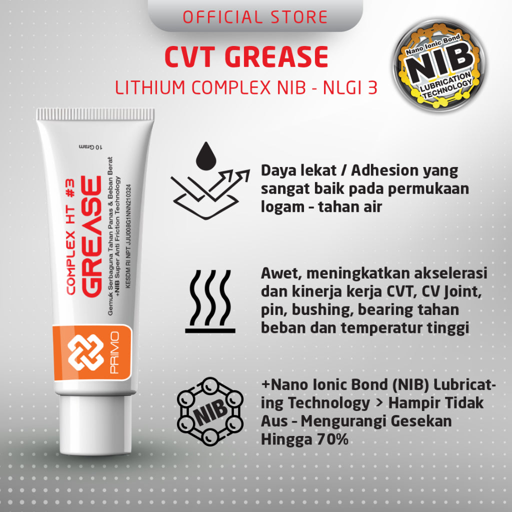 CVT Kompleks HT#3 NIB MERAH - Anti Gesekan & Keausan Super Dengan NIB (Nano Ionic Bond) 10gr