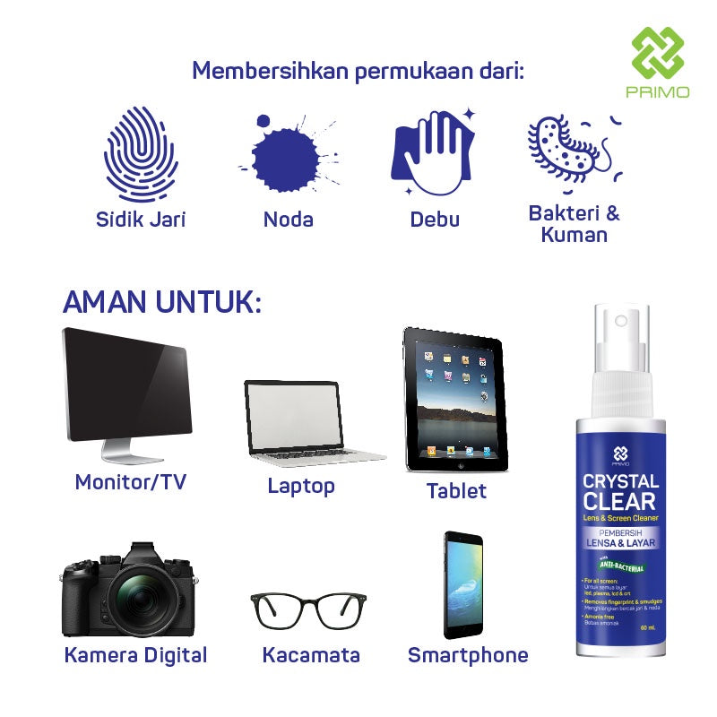 Crystal Clear Pembersih Gadget 60mL - Pembersih Gadget, Lensa, Layar, Disinfektan Antiseptik