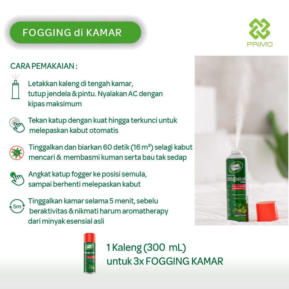 Semprotan Disinfektan Pengasapan Udara & Permukaan Teh Hijau Mint 500mL