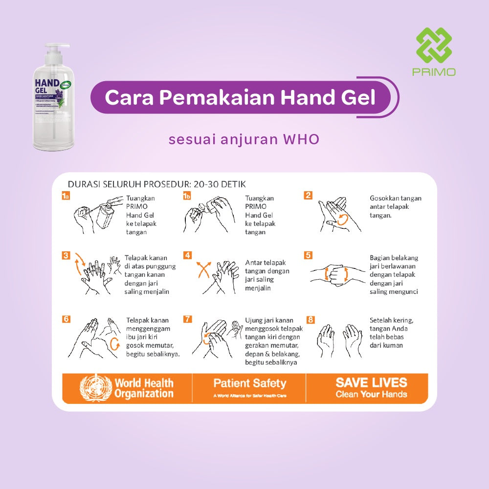 Hand Gel Sanitizer Lavender 500mL - antiseptik pembersih tangan tanpa bilas