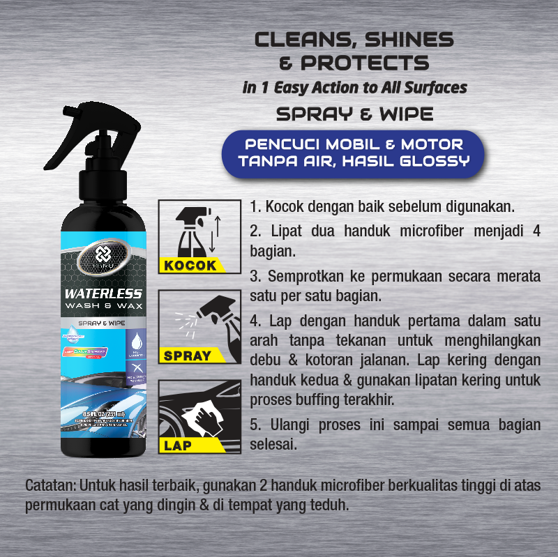 Pencuci & Wax Hidrofobik Tanpa Air 251mL