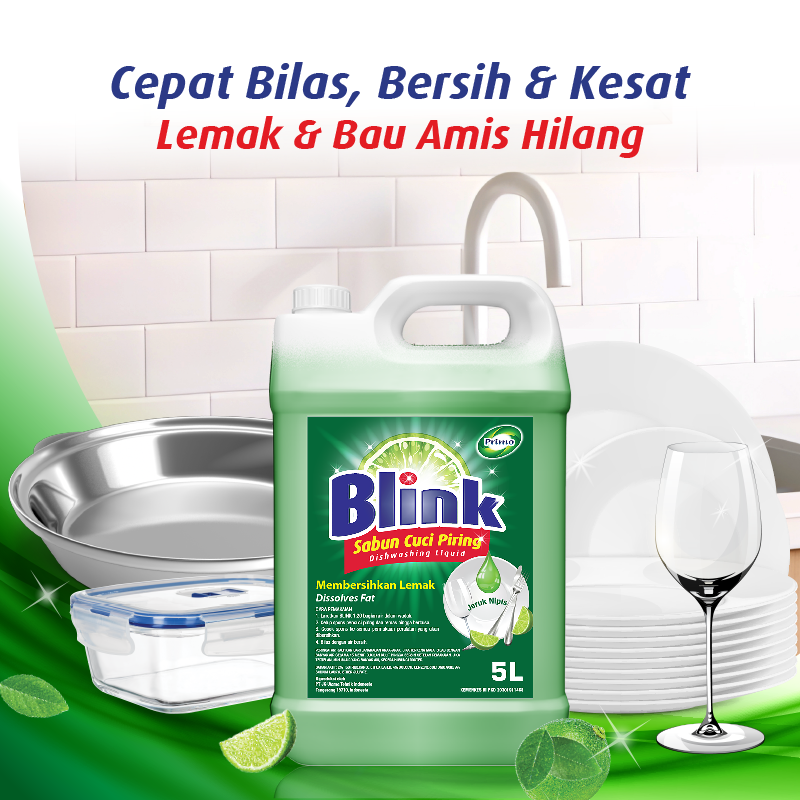 Blink Dishwashing 20L - Sabun Cuci Piring Jeruk Nipis (Konsentrat Asli, Tanpa Pengental)