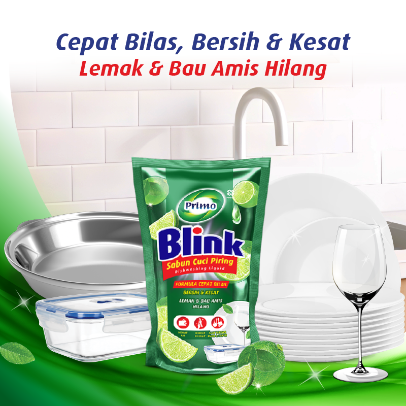 Blink Pencuci Piring 650mL - Sabun Cuci Piring Jeruk Nipis (Konsentrat Asli, Tanpa Pengental)