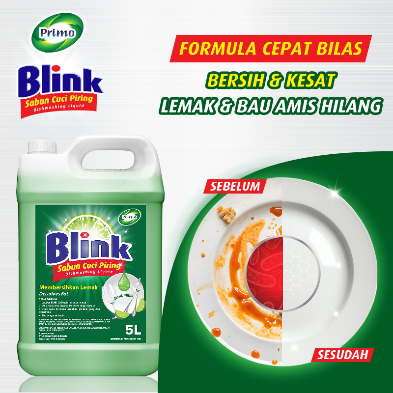 Blink Dishwashing 20L - Sabun Cuci Piring Jeruk Nipis (Konsentrat Asli, Tanpa Pengental)