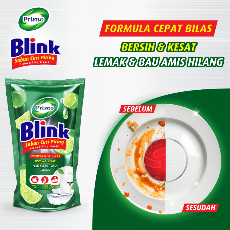 Blink Pencuci Piring 650mL - Sabun Cuci Piring Jeruk Nipis (Konsentrat Asli, Tanpa Pengental)