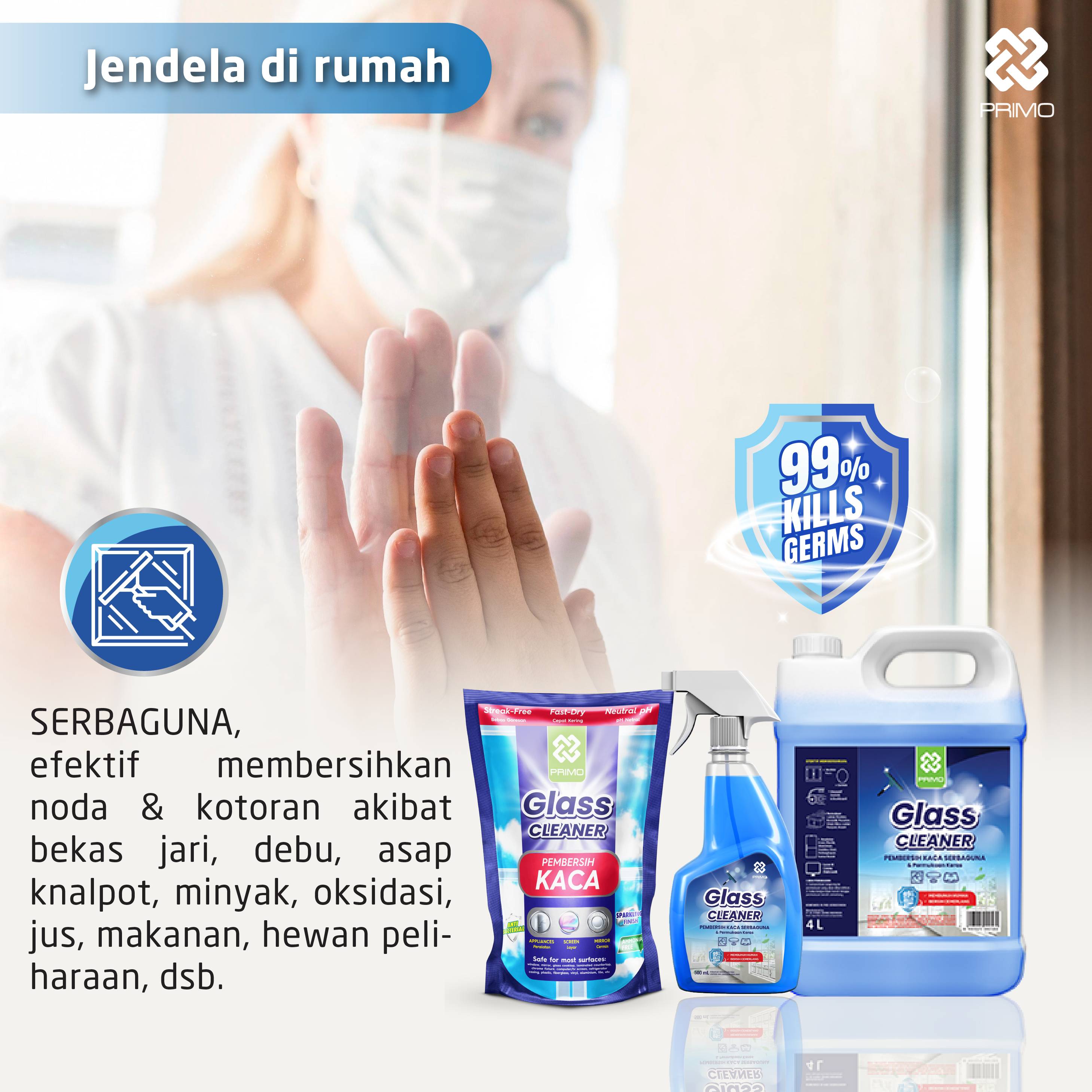Pembersih Kaca 410mL - Pembersih Kaca Anti Kuman Serbaguna