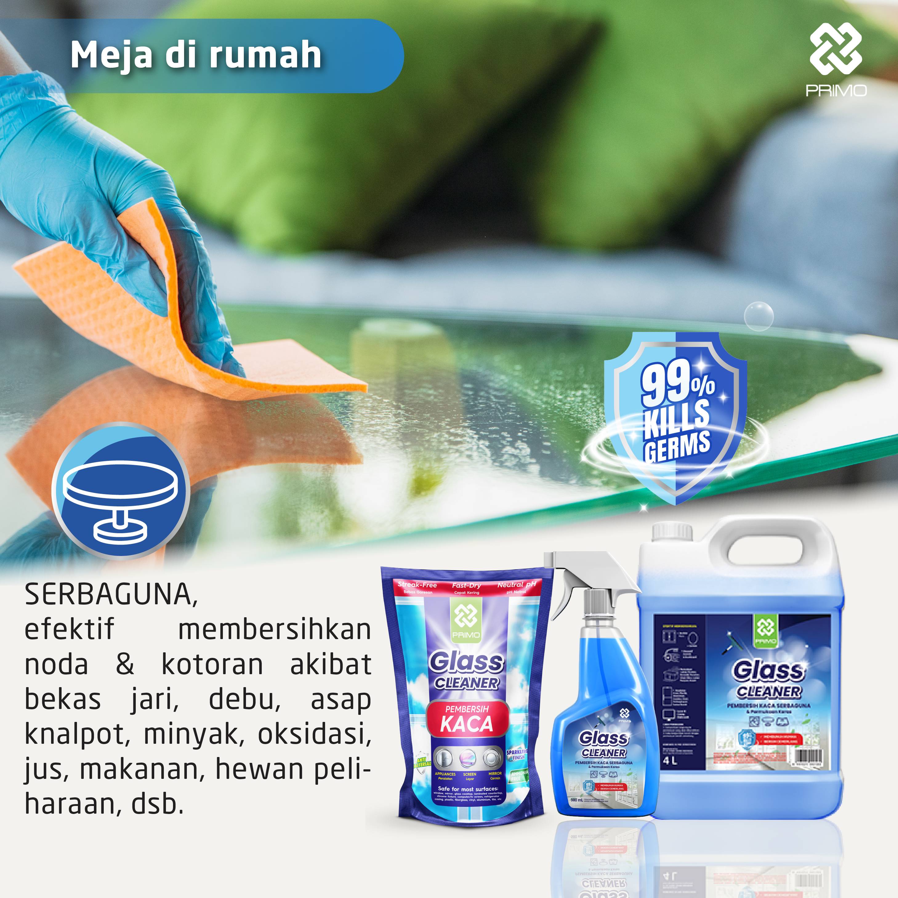 Glass Cleaner 20L - Pembersih Kaca Anti Kuman Serbaguna