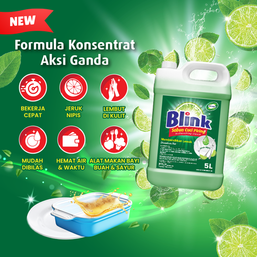 Blink Dishwashing 20L - Sabun Cuci Piring Jeruk Nipis (Konsentrat Asli, Tanpa Pengental)