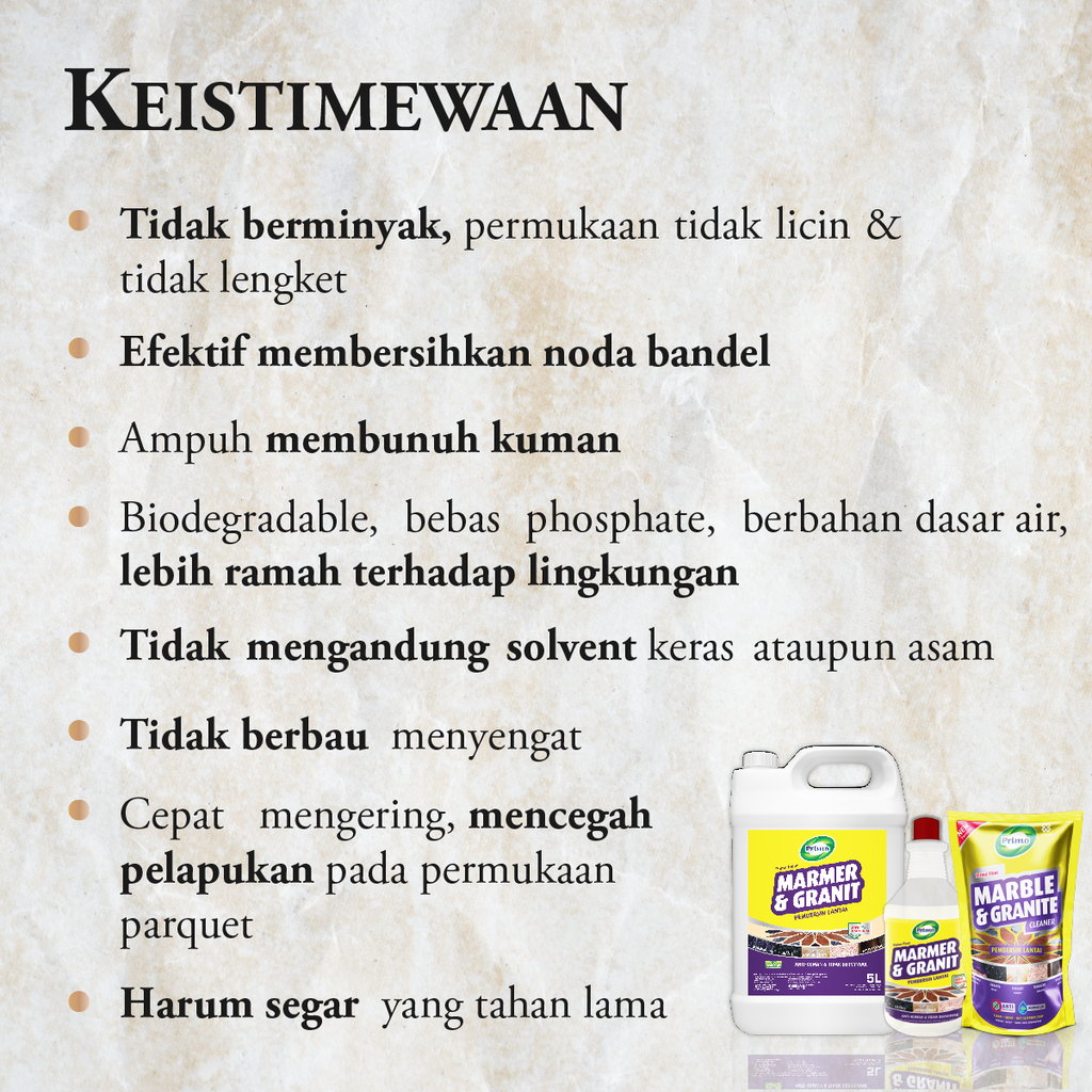 Marble & Granite Cleaner 20L - Pembersih Lantai Marmer, Granit, Parket Antibakteri