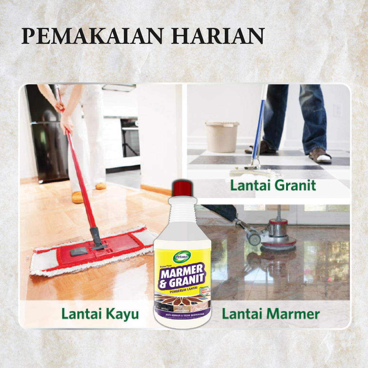 Marble & Granite Cleaner 1L - Pembersih Lantai Marmer, Granit, Parket Antibakteri