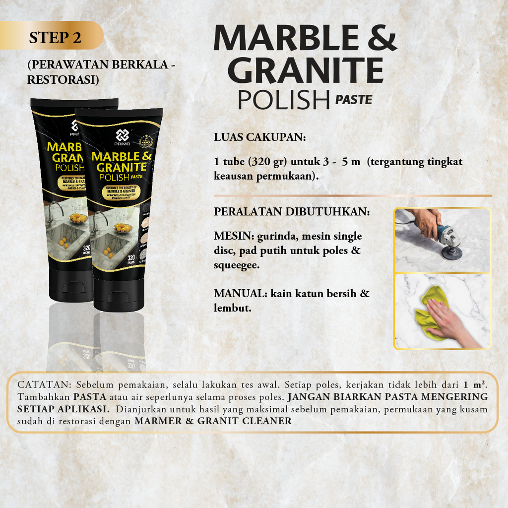 Marble & Granite Polish Pasta 320Gr - Pemoles & Pengkilap Marmer Granit Siap Pakai