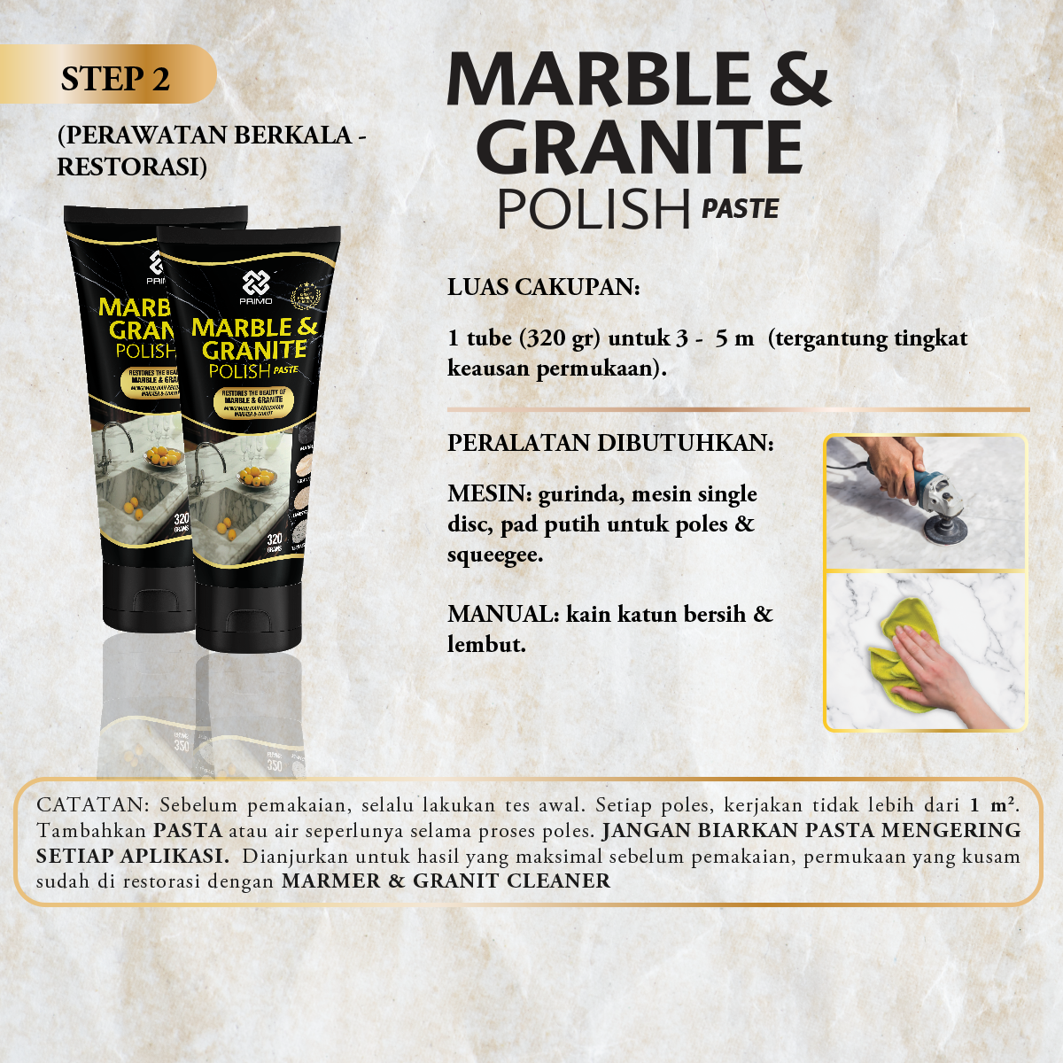 Marble & Granite Polish Pasta 320Gr - Pemoles & Pengkilap Marmer Granit Siap Pakai