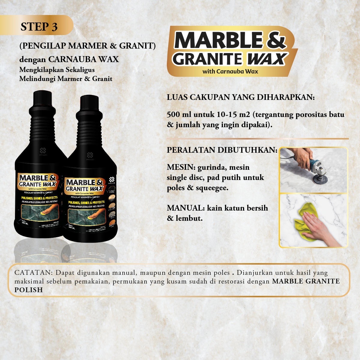 Marble & Granite Polish Pasta 320Gr - Pemoles & Pengkilap Marmer Granit Siap Pakai