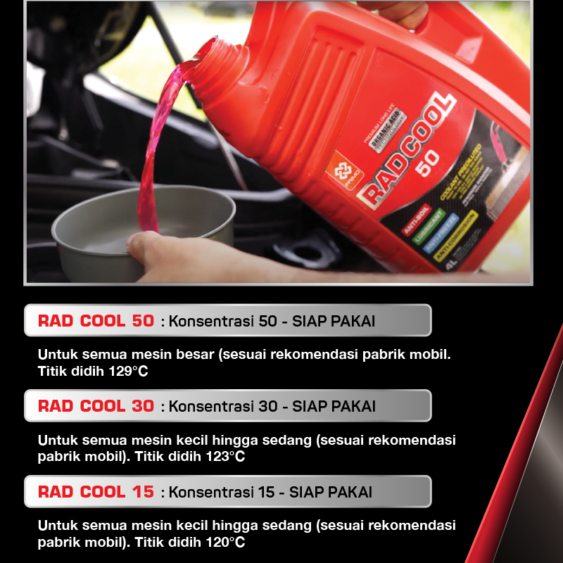 PRIMO Rad Cool 50 Siap Pakai - Pendingin Radiator dengan Teknologi Asam Organik (OAT) 4L