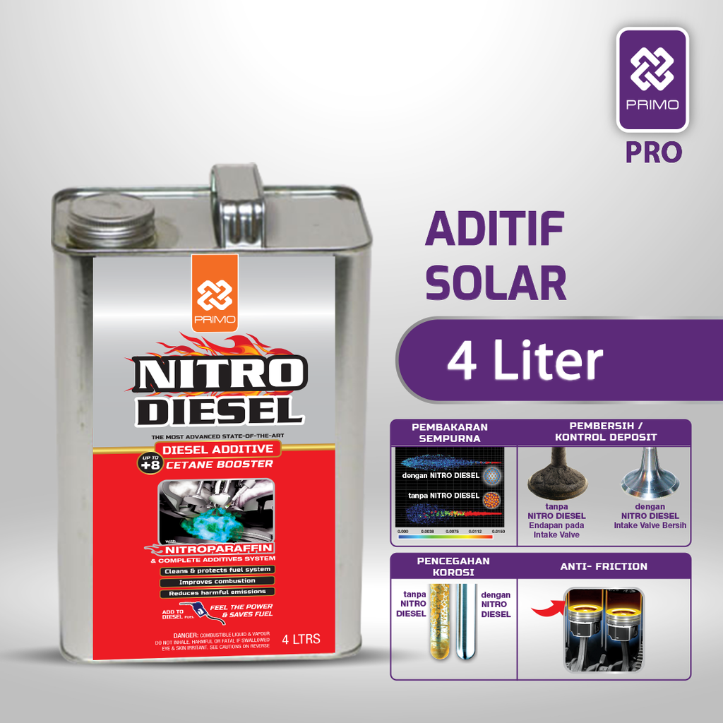 Nitro Diesel 4L - Penambah Diesel dengan Teknologi Nitroparaffin + 8 Cetane