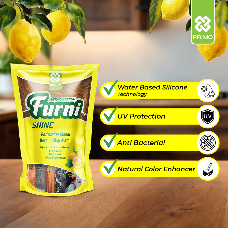 Furnishine 400mL - Furniture Cleaner & Polisher with Foam and Antibacterial Disinfectant