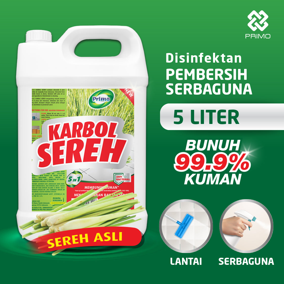 Karbol Sereh Citronella Asli 5L - Pembersih Serbaguna Disinfektan Anti Kuman
