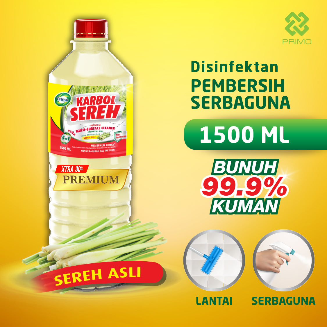 Karbol Sereh Premium Citronella 1500mL - Pembersih Serbaguna Disinfektan Anti Kuman