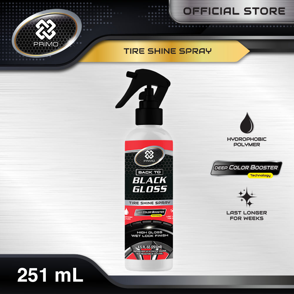 Back to Black Gloss Tire Shine Spray 251mL - Pengkilap & Perawatan Ban (Sangat Kilap, Tahan Lama, Tidak Berwarna)