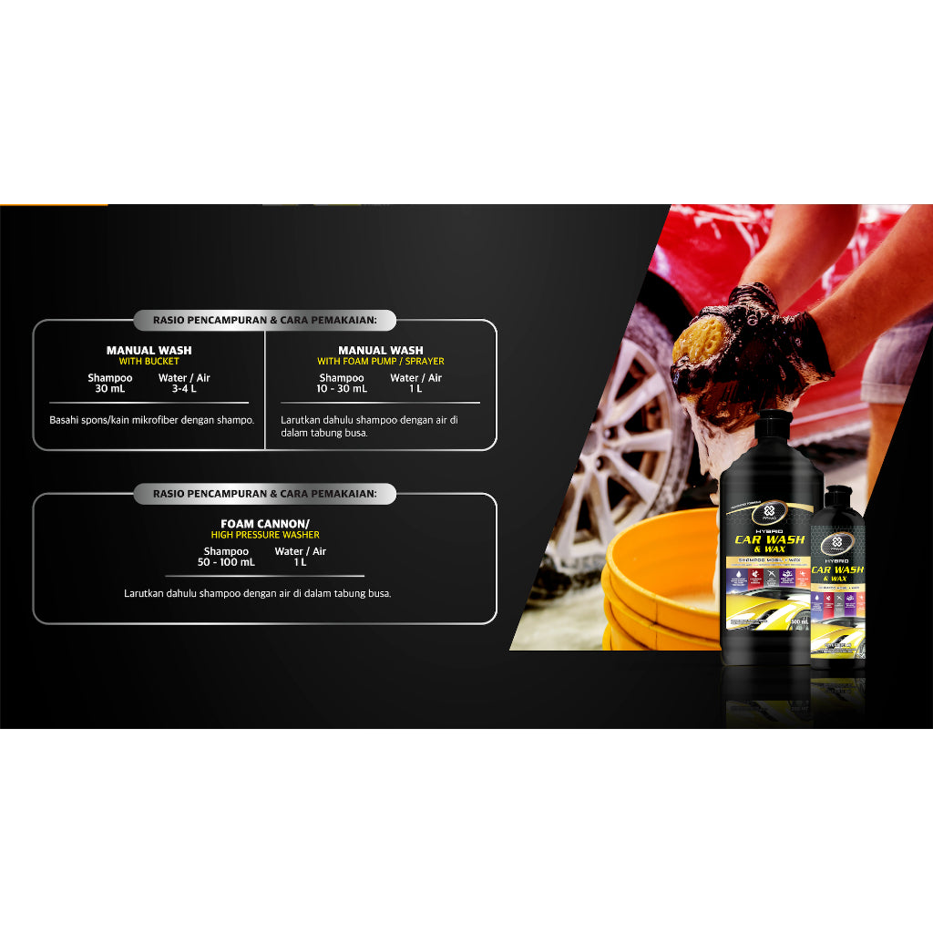 Car Wash & Wax 400ml - Hybrid Car Shampoo With Carnauba Wax