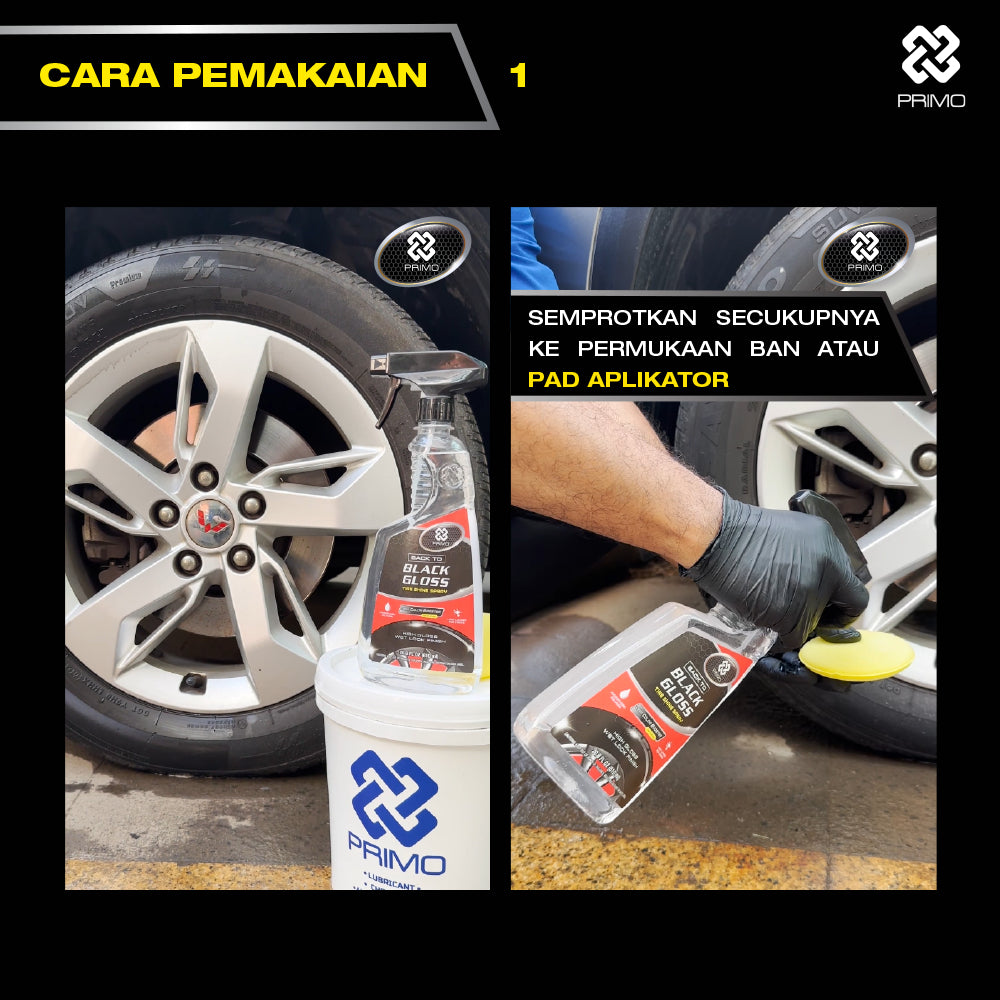Back to Black Gloss Tire Shine Spray 4L - Pengkilap & Perawatan Ban (Super Gloss, Endurance, Colorless)