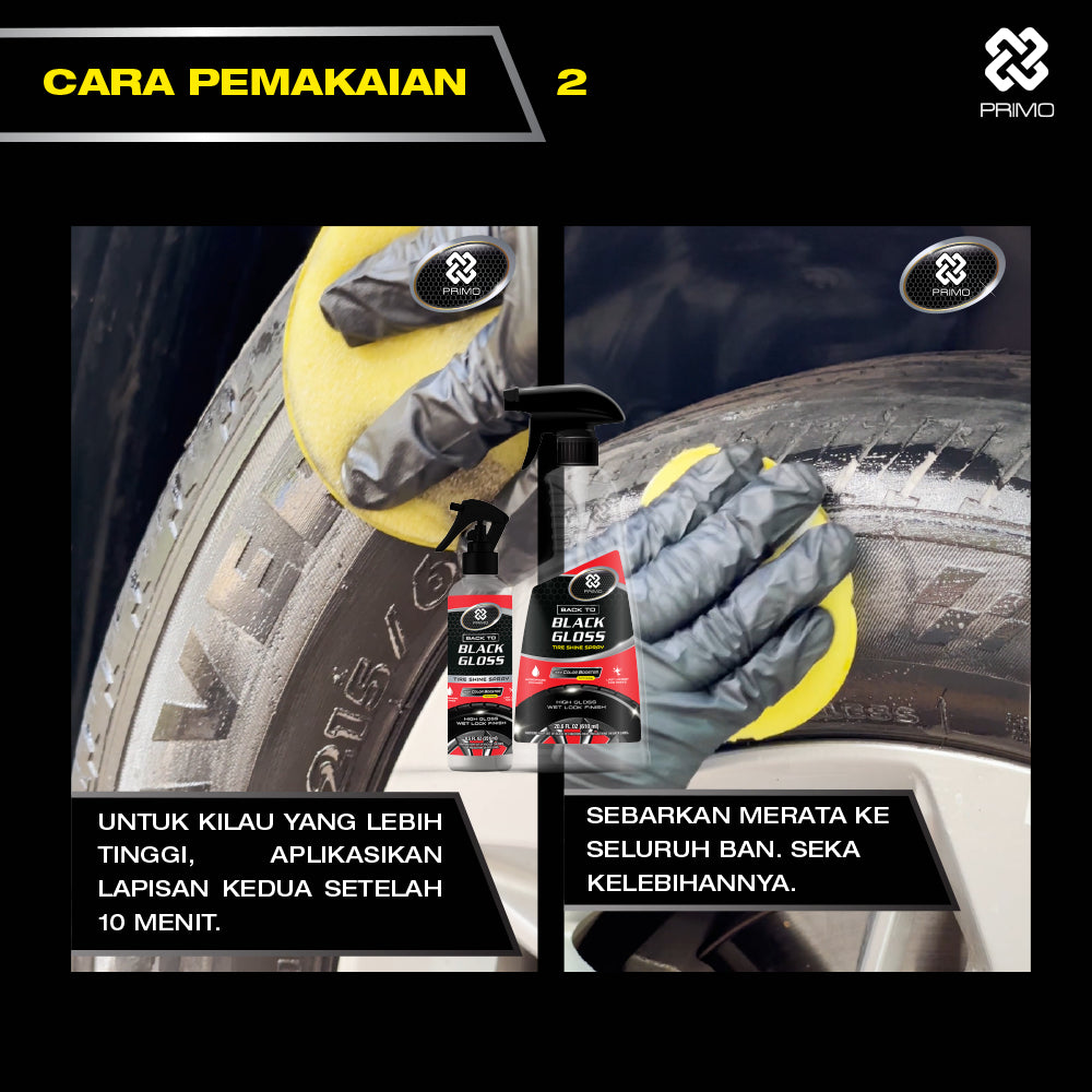 Back to Black Gloss Tire Shine Spray 4L - Pengkilap & Perawatan Ban (Super Gloss, Endurance, Colorless)
