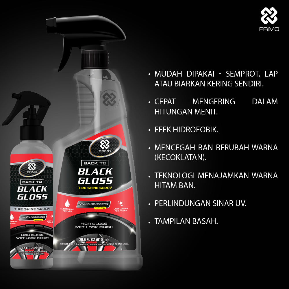 Back to Black Gloss Tire Shine Spray 4L - Pengkilap & Perawatan Ban (Sangat Kilap, Tahan Lama, Tidak Berwarna)
