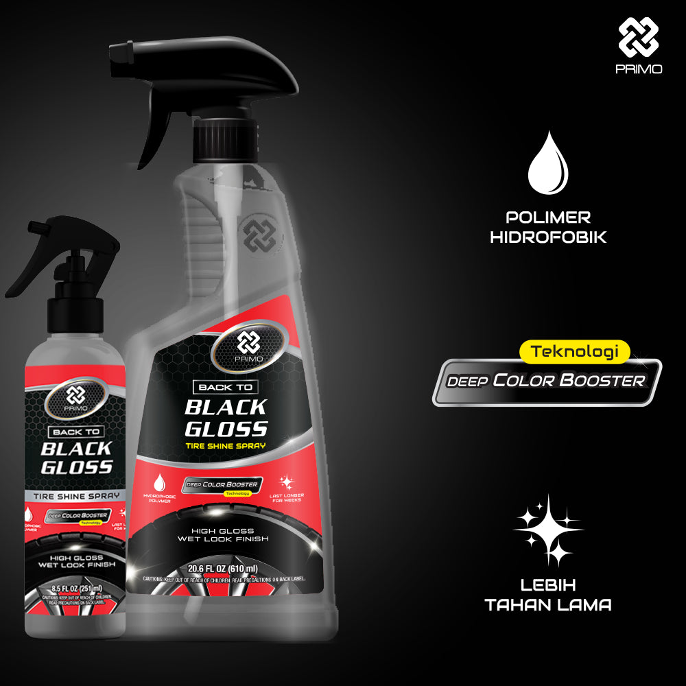 Back to Black Gloss Tire Shine Spray 4L - Pengkilap & Perawatan Ban (Super Gloss, Endurance, Colorless)