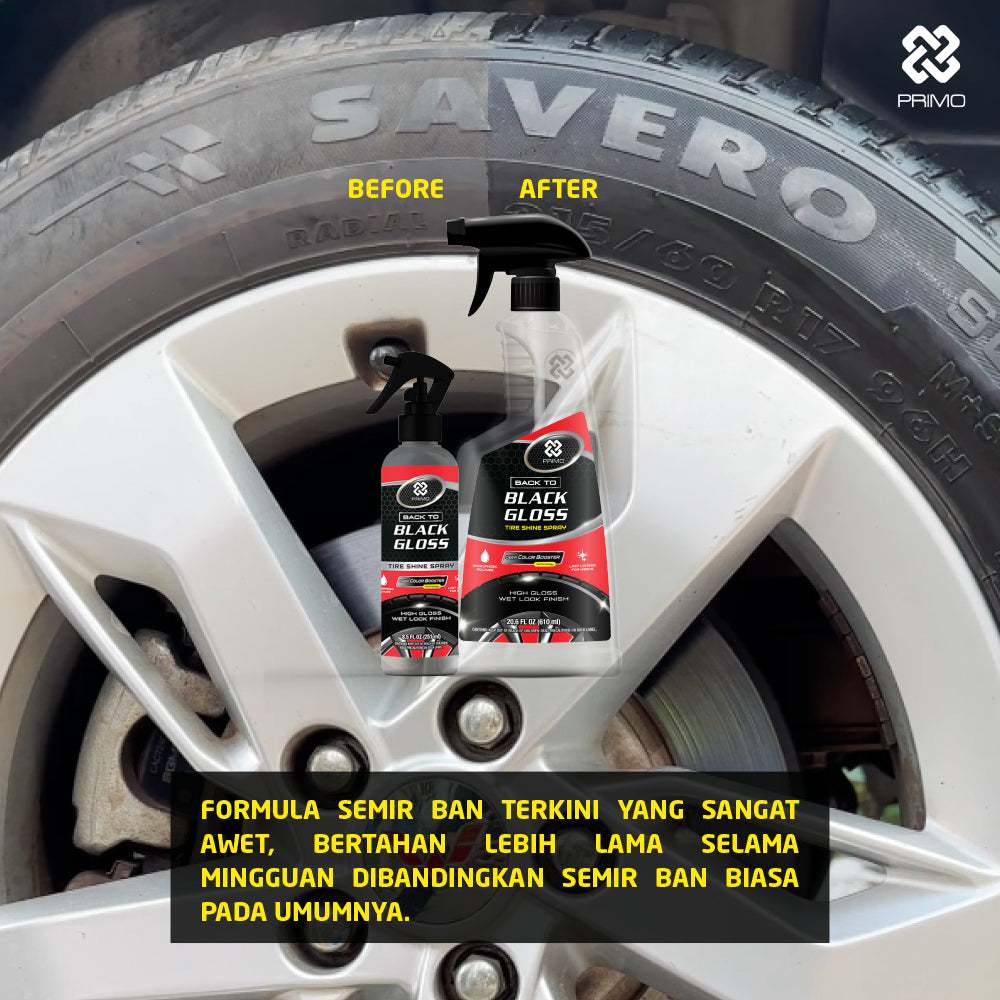 Back to Black Gloss Tire Shine Spray 4L - Pengkilap & Perawatan Ban (Sangat Kilap, Tahan Lama, Tidak Berwarna)